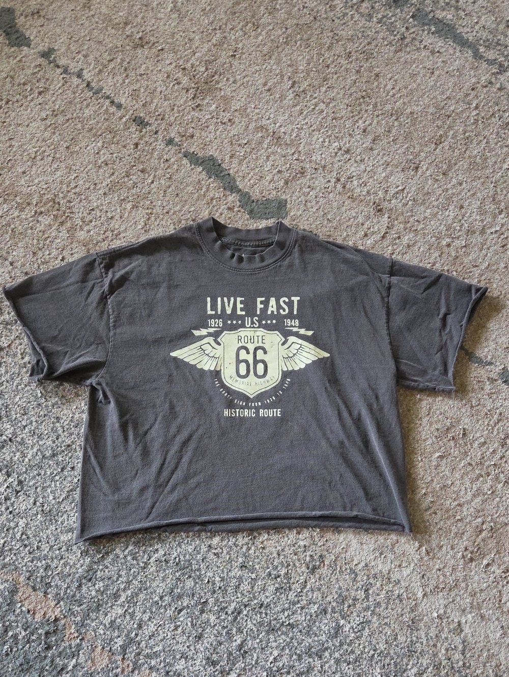 Live Fast Route 66 Graphic Tee - Dark Gray